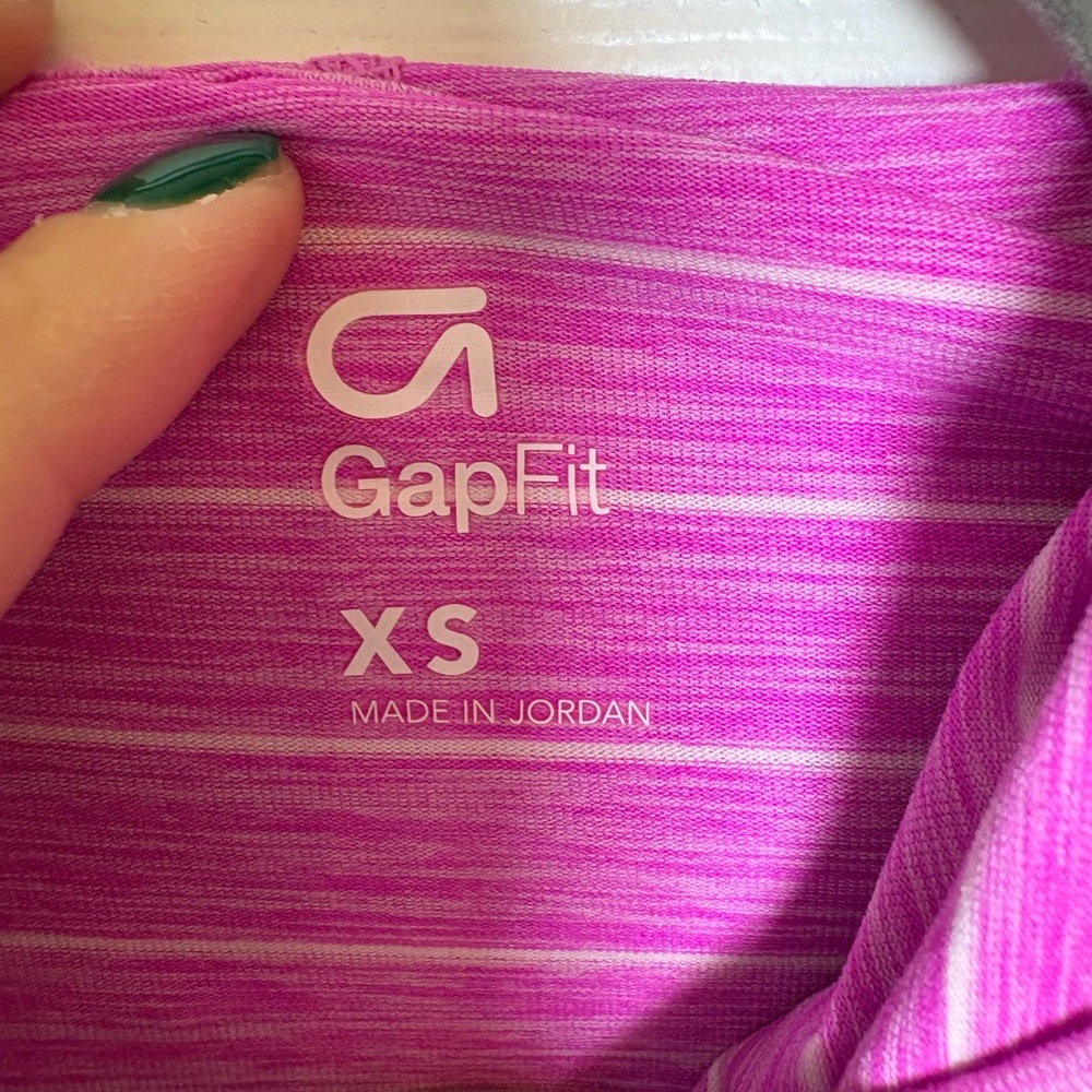 GapFit Hot Pink Stripe Performance Hoodie Athletic Running Yoga XS - Picture 6 of 9